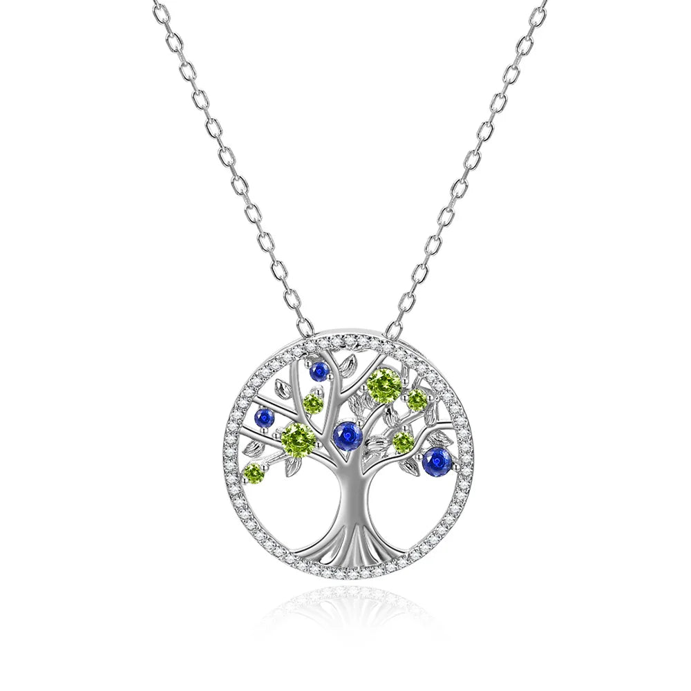 Sterling Silver Pendant Christmas Gifts Women Family Tree of Life Pendant Necklace Dainty Jewelry