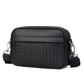 Men's Casual Plaid Crossbody Sling Bag New Trend Korean Style Small Square PU Leather Satchel with Logo Decoration Fashion Style
