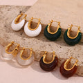 Dreamshow Chunky Colorful Round Acrylic Hoop Earring 18k Gold Plated Stainless Steel Jewelry Earrings