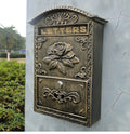 European Courtyard Weatherproof Metal Vintage Wall-Mounted Bronze Outdoor Mailbox for Villa Home