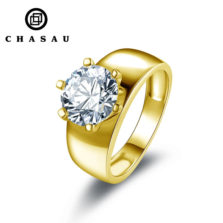Simple Nobel 100% Real 10K Solid Gold Band Wide Main Diamond Round 3CT 9mm D Color Moissanite Engagement Rings for Man