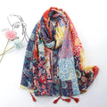 Korea-Style Ladies Scarf 180*90CM Polyester Scarf Breathable Floral Printed Japanese Design for Bohemia Women Long Stylish