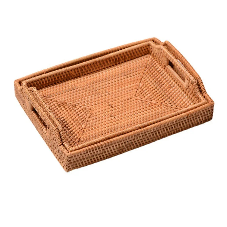 Eco-Friendly Rattan Woven Plate Tray for Fruit Tea Coffee-10pc MOQ