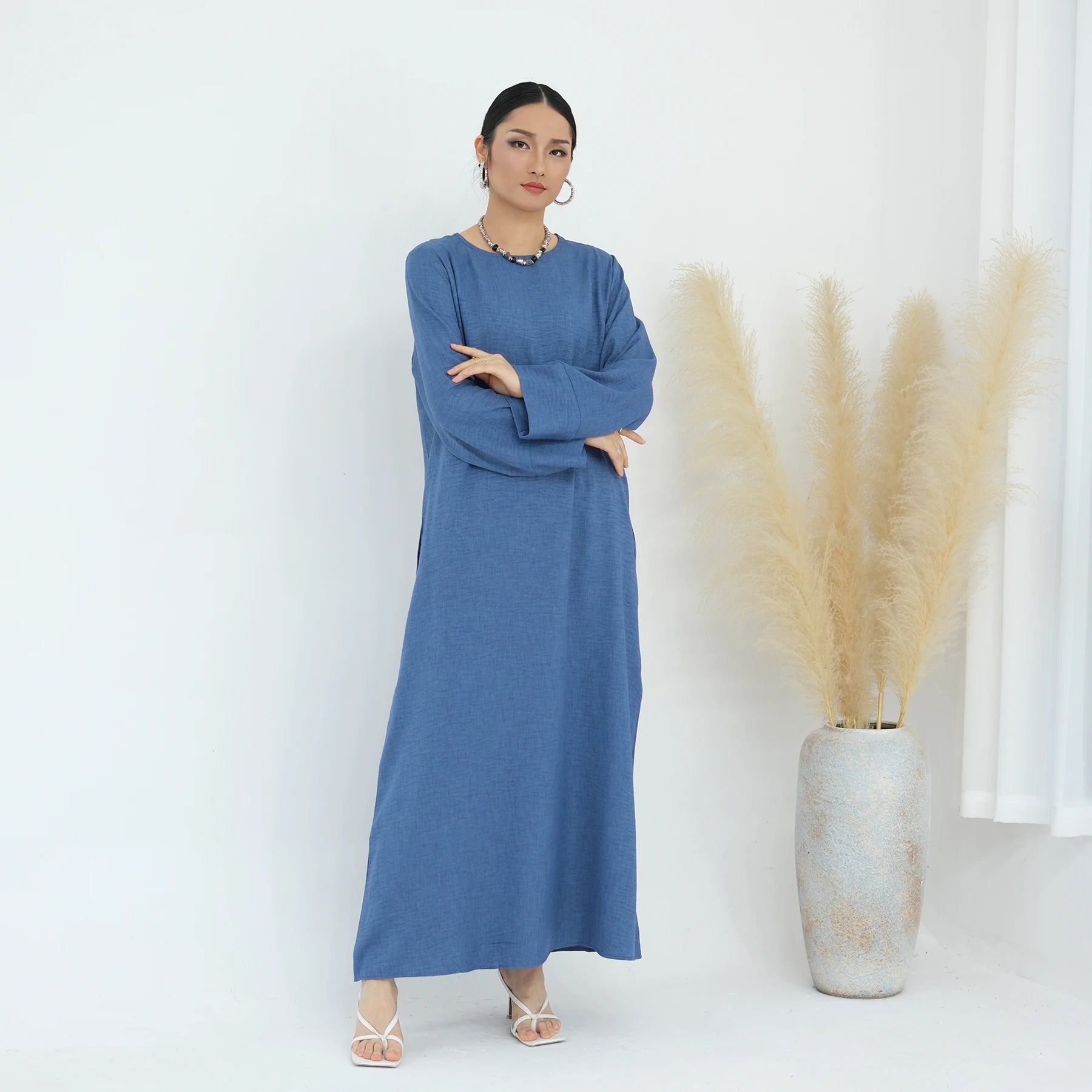Hot Selling Islamic Clothing Abaya Simple Woman Clothing Modest Womens Dresses Daily Wear With Belt Abaya Women Muslim Dress