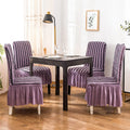 Seersucker Dining Room Chair Covers Purple Stripes Fit Stretch Removable Washable Short Parsons Kitchen Chair Covers Protector