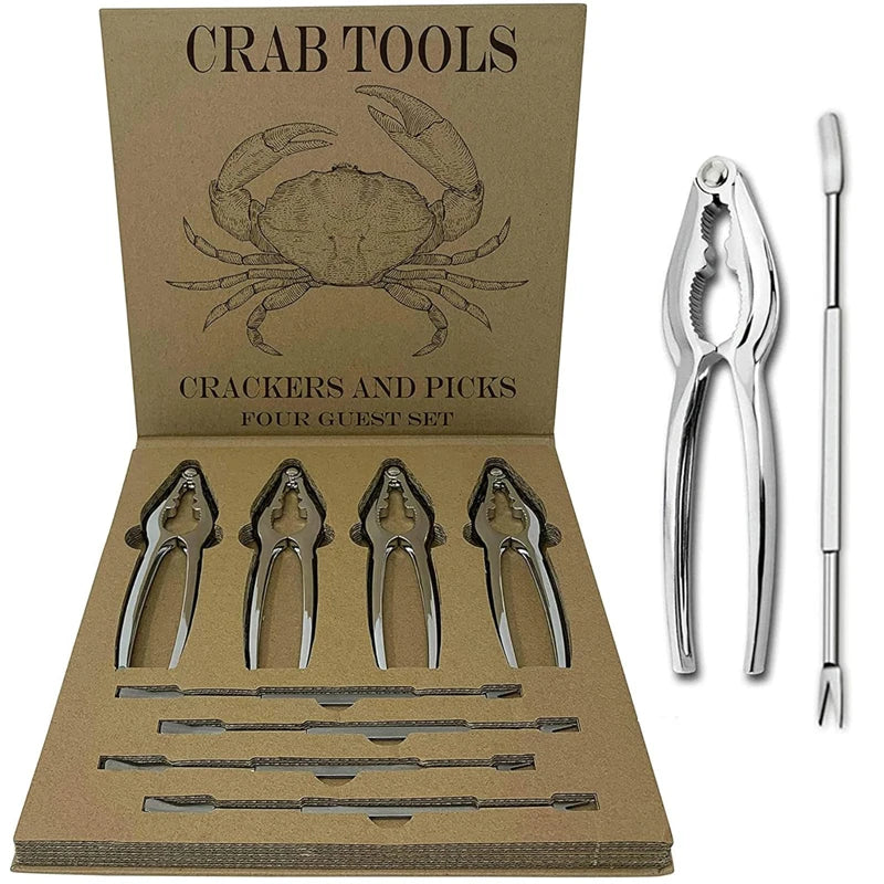 Custom Stainless Steel Lobster Crab Cracker Tool Set Seafood Tools Nut Opener Crab Leg Fork Lobster Sheller Seafood Cracker