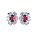 Exquisite 925 Sterling Silver Colored Zircon Diamond Flower Shaped Gemstone Stud Earrings