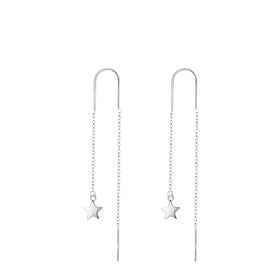 Fashion Fine Jewelry Wholesale Star Earrings 925 Sterling Silver Rhodium Plated Long Tassel Earrings