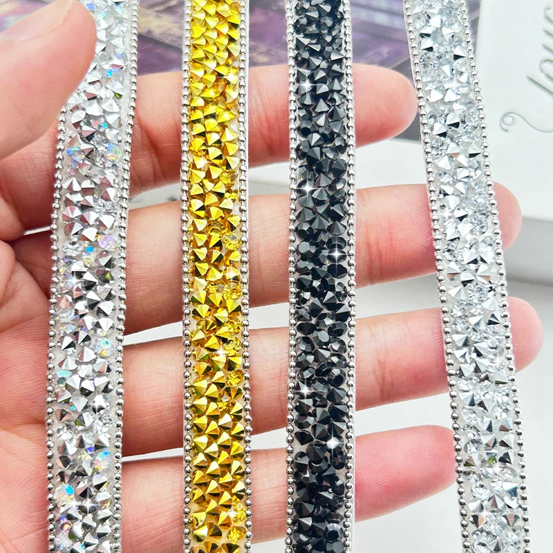 Fast Delivery Hotfix Beaded Rhinestone Resin Trim Ribbon Crystal Rhinestone Applique for Hat Dress Tape