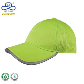 OEM ODM 3D Grid-Textured Quick Dry Custom Logo Adjustable Back Sport Baseball Hat with Reflective Stripe for Sports Running Wear