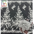 New European Style Pure White Bridal Tulle Lace 3D Beaded Shiny Sequins Wedding Bridal Lace Dress Fabric