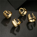 Plated a to Z Initial Letter Adjustable Open Ring Alphabet Jewelry Gold for Woman and Men Trendy copper Dy Copper 2pcs