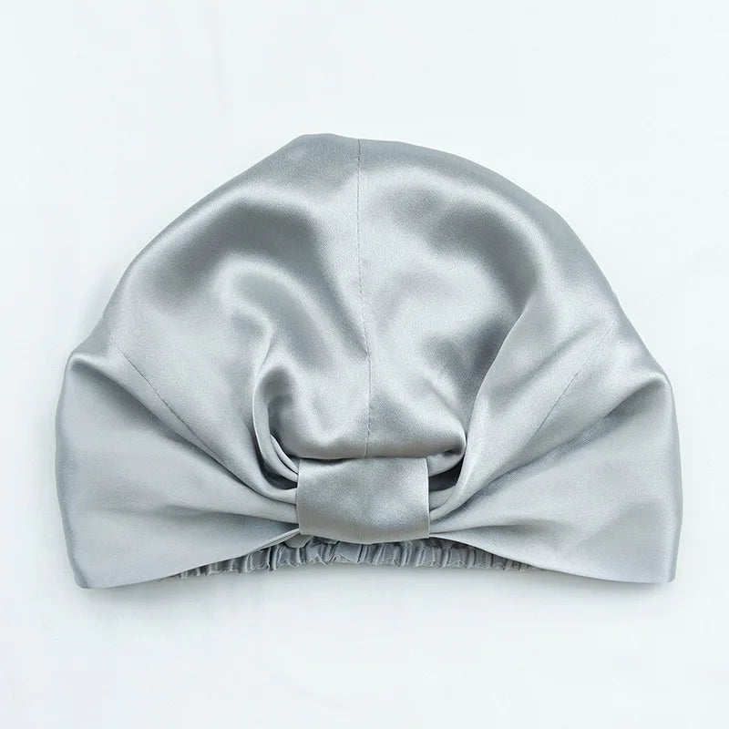 Custom Logo 100% Pure Mulberry Silk Turban Cap Hair Wrap Night Silk Bonnet for Women Sleeping Shower Cap
