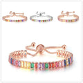 Non Fading Gold Plated Colored Zircon Full Diamond Bracelet Adjustable Tennis Bracelet