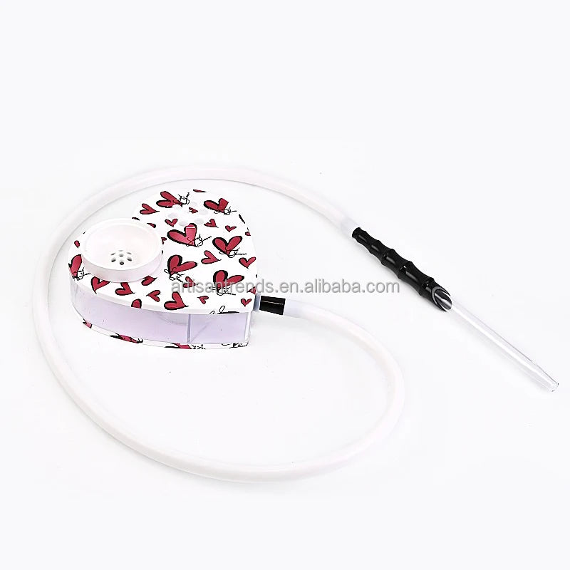 New Design Customized Shape of Love Frosted Acrylic Mini Shisha Hookah Portable LED Light Durable
