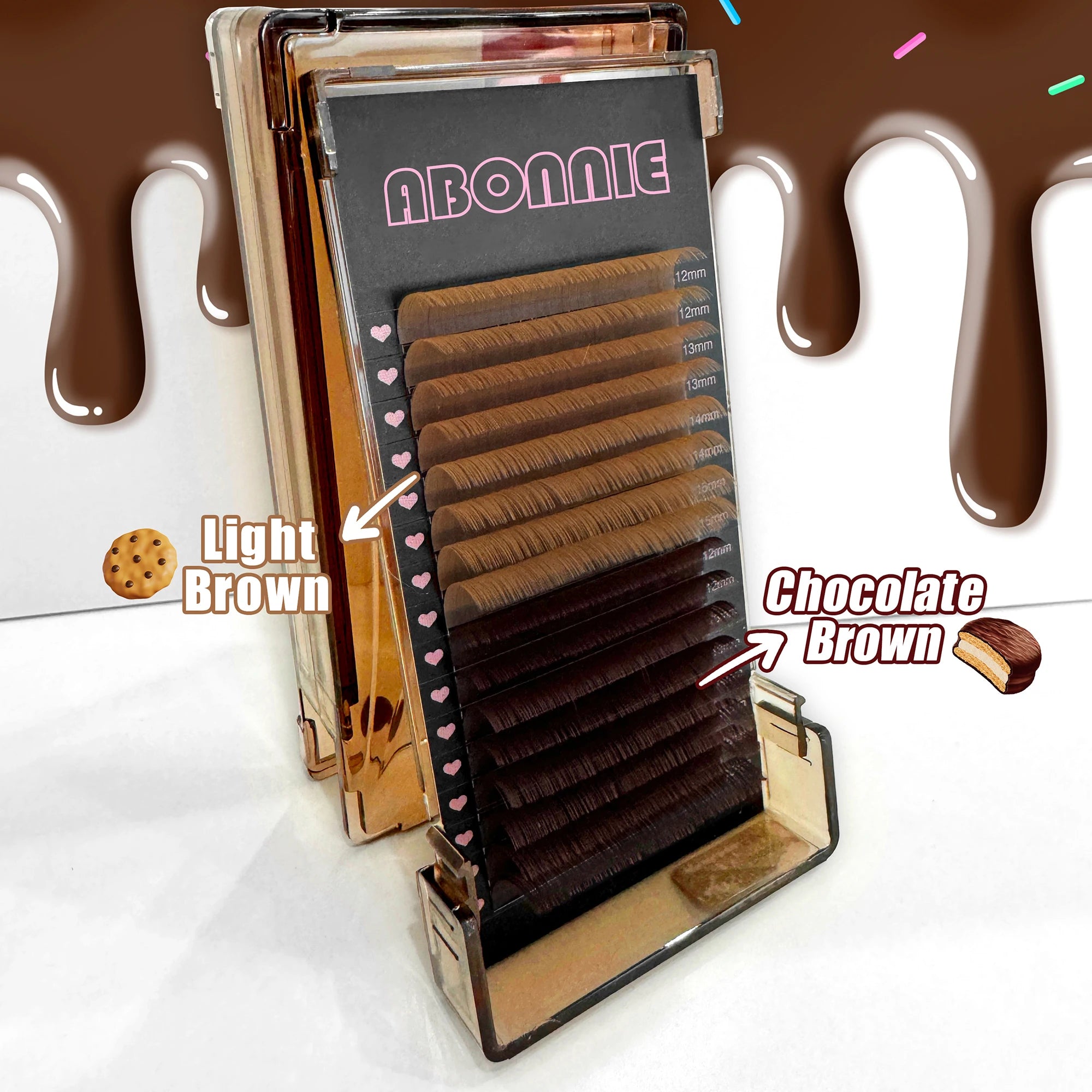 Abonnie Soft Premium Brown Lashes Extension M Curls Brown 03 0.05 0.07 Cashmere Lash Extensions Brown Lashes Extension