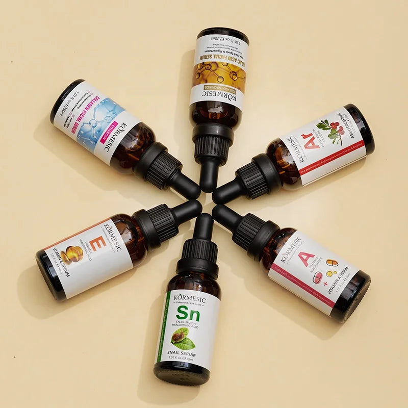 OEM Hot Selling Private Label KORMESIC Organic Aloe Vera Moistirizing Whitening Snail Collagen Vitamin C Facial Serum