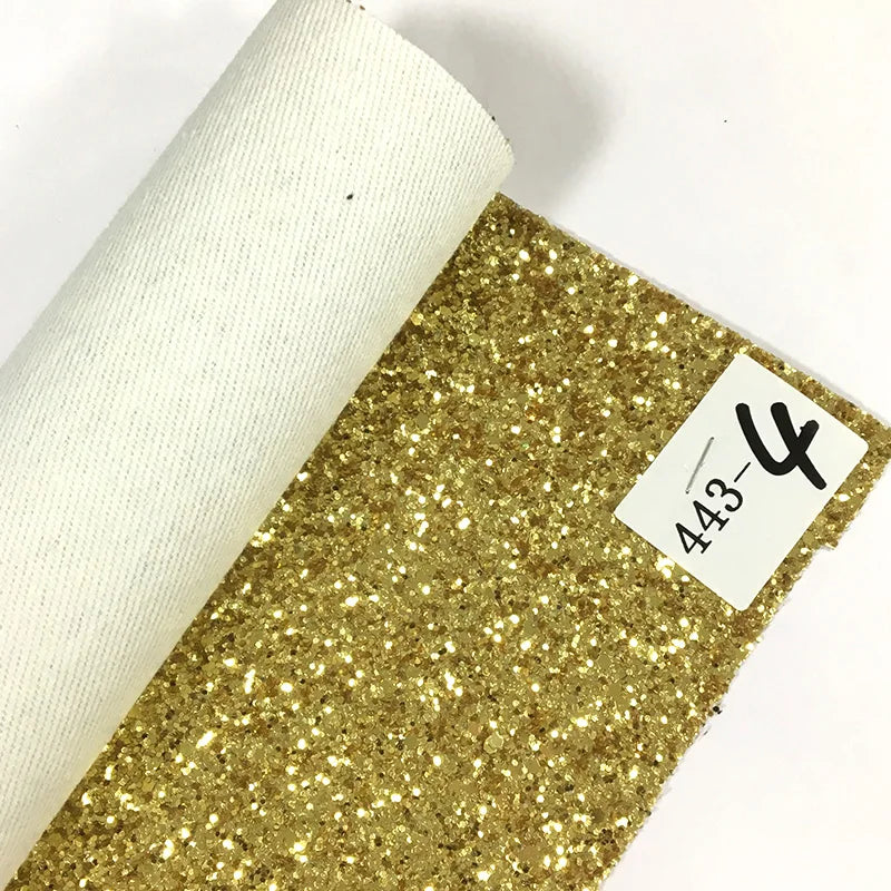 Chunky Glitter Synthetic Faux Leather Fabric Rolls Canvas Backing for Hair-bows Earrings and Crafts