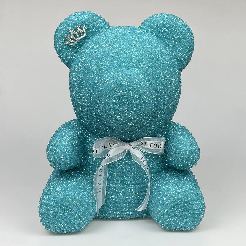 Every love Wholesale Price Artificial Diamond studded Rose Teddy Bear Gift Flower Bubble Diamond Rose Bear