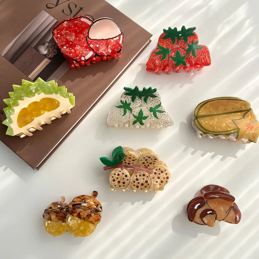 YHJ New Design Cute Fruit Shaped Hair Claws Simple and Exquisite Hair Claw Clip Acetate Hair Claw