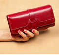 New Arrival Luxury Women's Large Capacity Genuine Leather Wallet Vintage Style Open Closure RFID Feature Polyester Lining Thread