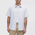 Factory Men's Casual Lightweight Breathable Stretch Square Collar Polyester Button-Up Short Sleeve Shirts Chest Pocket Summer