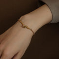 18K PVD Gold Plating Stainless Steel Beads Chain Love Knot Pendant Bracelet for Women