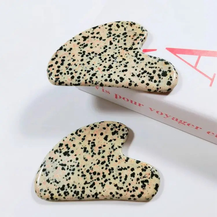 2026 Wholesale Best Dalmation jasper Real Jade Gua Sha Crystal Face Roller Massage Guasha Stone Face Roller Massager