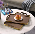 T-240High Quality Nordic Custom Leather Serving Tray with Handles  Valet Tray Leather Catchall Tray Leather