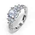 Huitan Factory OEM New Luxury Silver Plated Sparkling Cubic Zircon Rings for Women Wedding Fashion Jewelry Wholesale CZ Rings