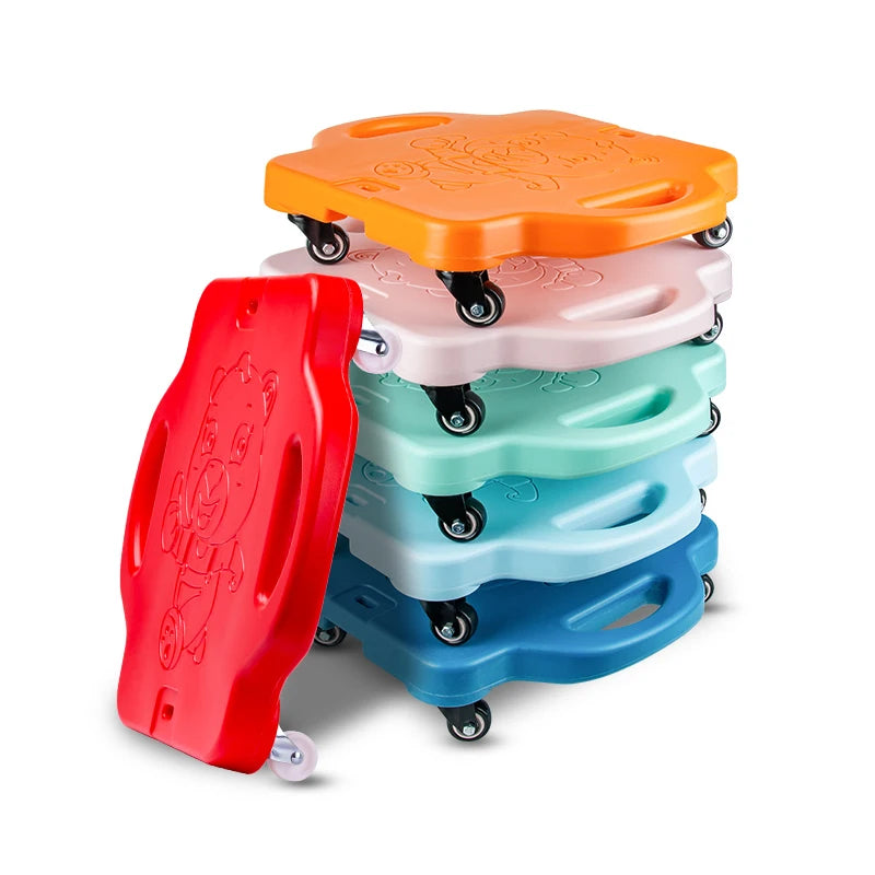 Kids Four-Wheel Sensory Balance Gym Scooter Board with Handles Foldable Design for Outdoor Sports and Early Education