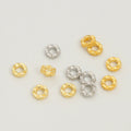 18K Gold Plated Brass Round Beads for Jewelry Making Wavy Septal Bead for Jewelry Accessory Large Hole Pattern Loose Bead