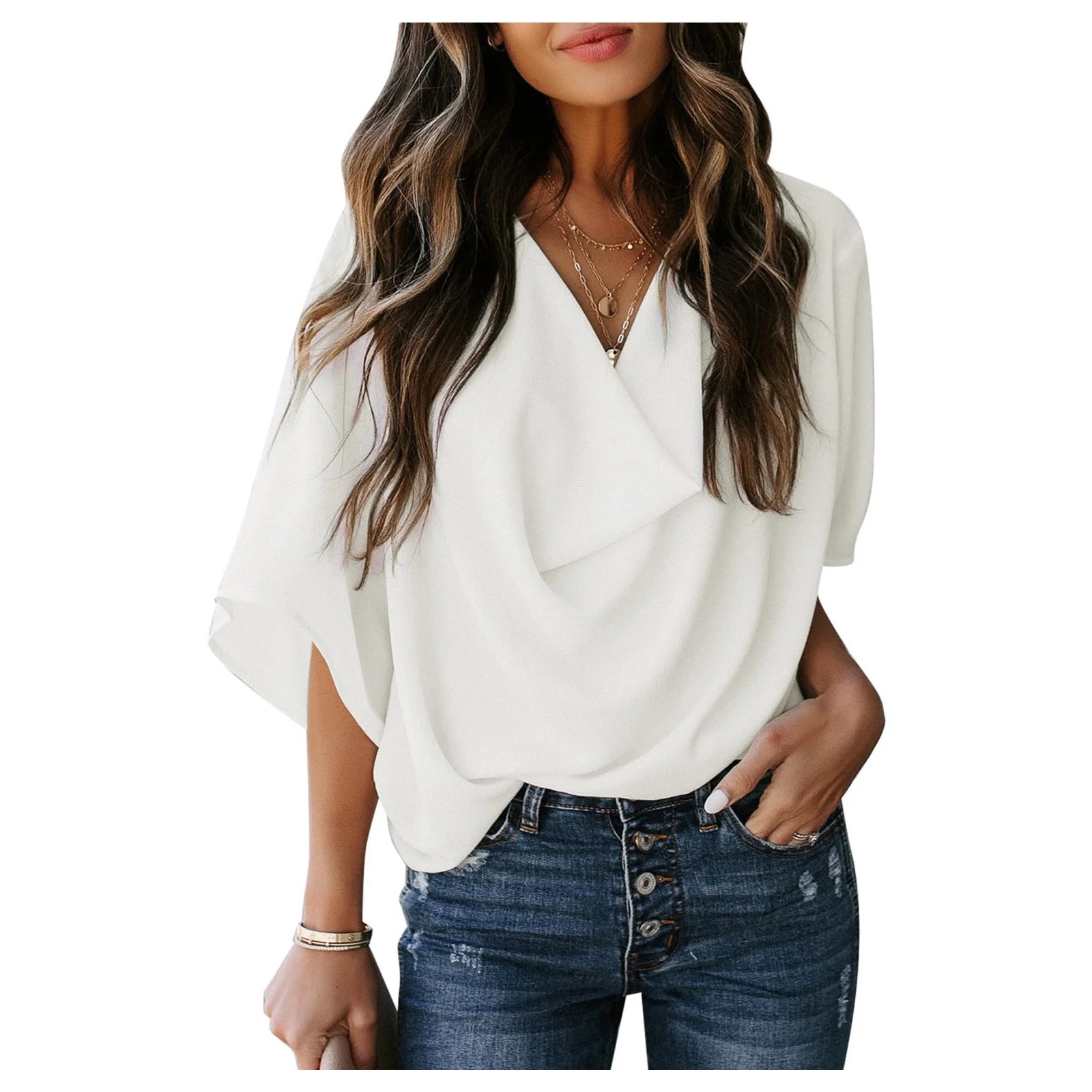 Women's Oversized Balloon Sleeve Blouse T-Shirt Sweater Elegant Floral Print Casual Pullover Embroidered Regular Fit Long Spring