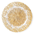 Luxury Serving Tray Round Gold Flower Pattern Glass Charger Plate Western Restaurant Beef Food Plate Wedding Tray