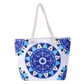 Women's Large Capacity Canvas Shoulder Bag Custom Geometric Pattern and Fashionable Cartoon Design for Shopping Beach Use