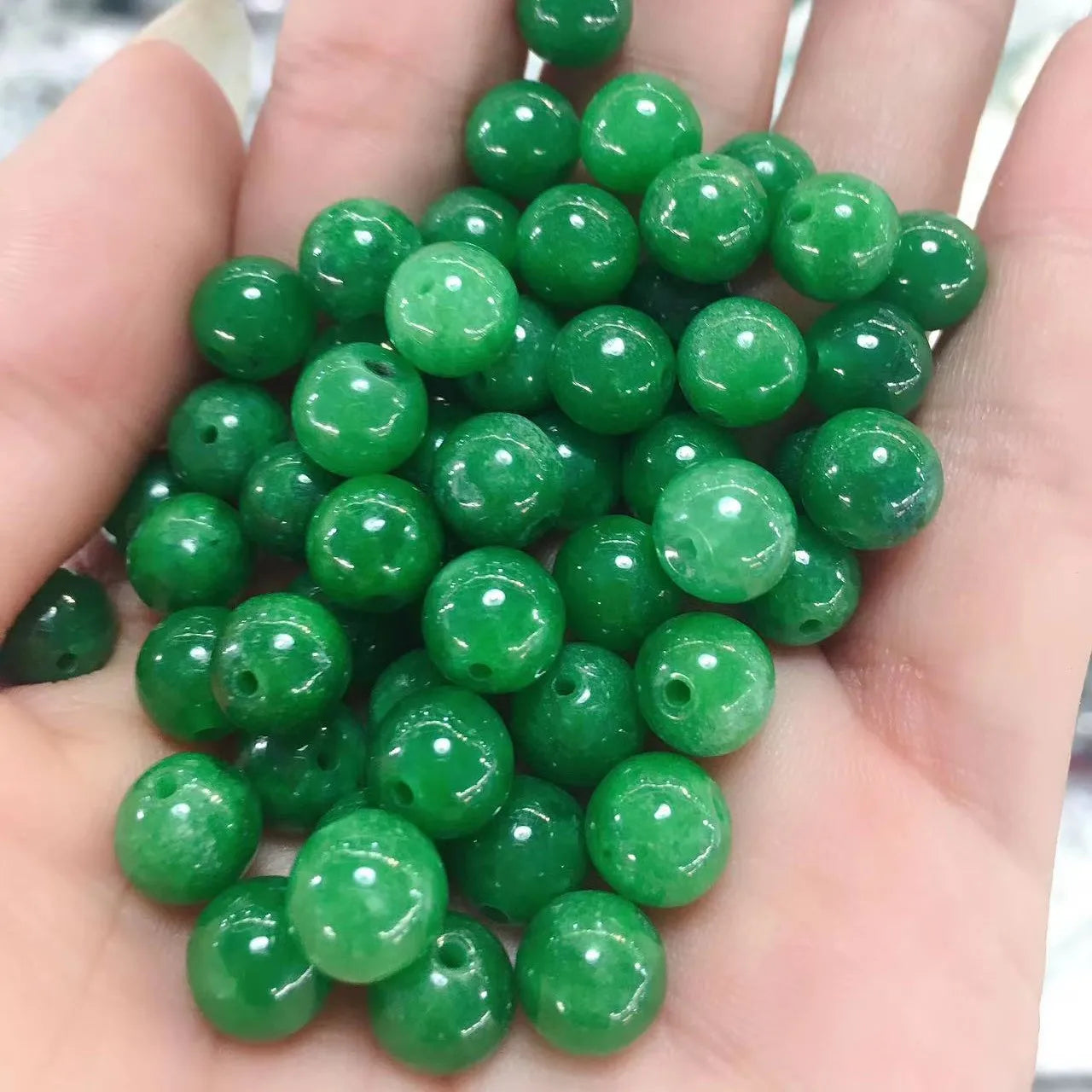 Jade Yang Green Dry Blue Jade Loose Beads Round Beads DIY Accessories Bracelet Necklace Bead Material