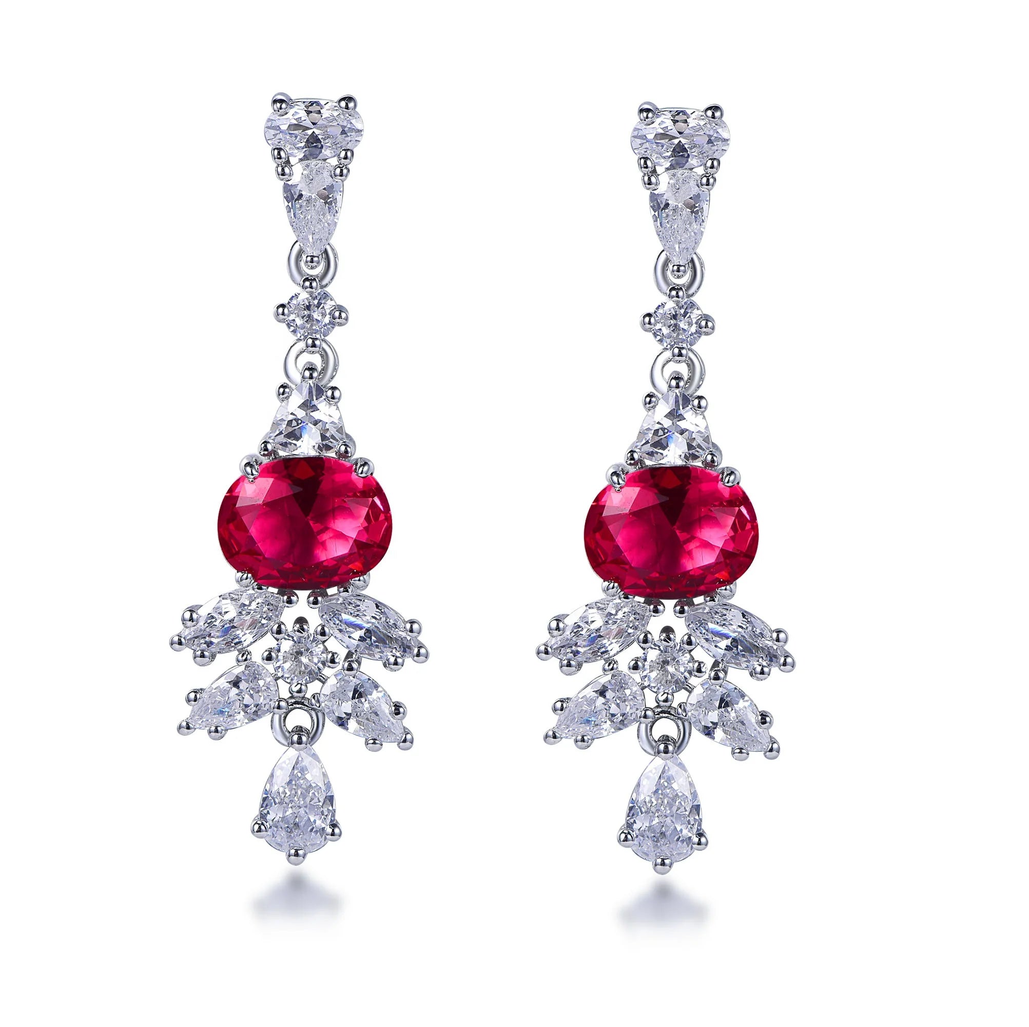 Kirin CZ Zircon Sterling Silver 925 Earrings Natural Ruby Gemstone Luxury Diamond Drop Design Cute for Weddings Parties Dubai