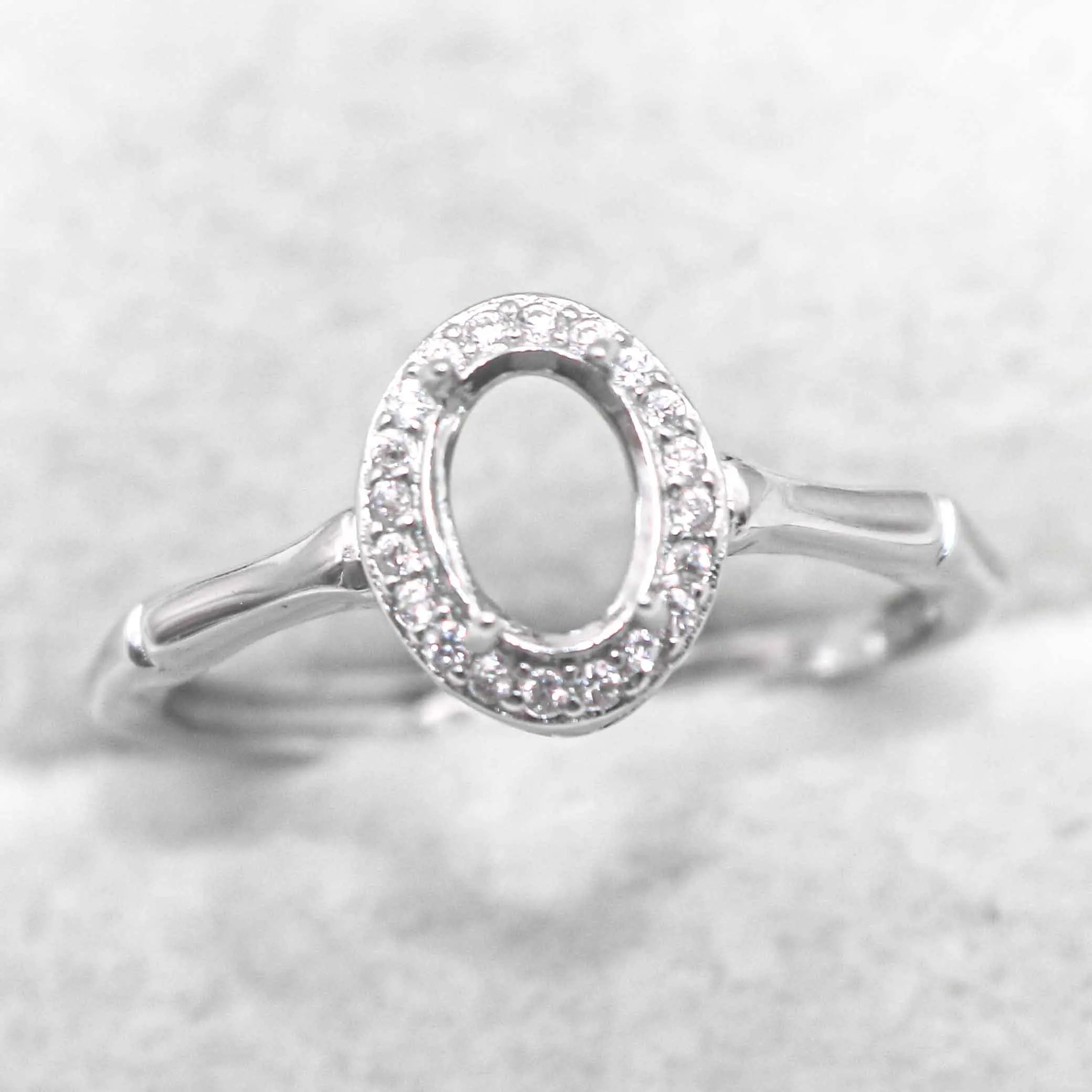 Sterling Silver 5*7/6*8/7*9/8*10/9*11/10*12mm Semi Mount Ring Frame Empty Blank Setting Base Without Center Stone for DIY Inlay