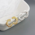 Wish Jewelry Exaggerate Luxury Real Gold Plated 925 Sterling Silver Stud Earrings Clear Zirconia Irregular C Shape Stud Earrings