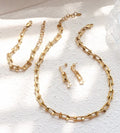 Hot Selling Stainless Steel Jewelry Thick Vachette Clasp U Shape Link Chain Necklace Bracelet Earrings Set
