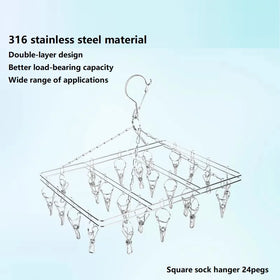 Silver 316 Stainless Steel Clothes Clips Hangers and Marine Grade Stainless Steel Socks Hanger With 316 Pegs