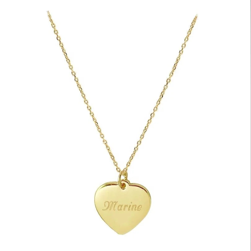 925 Silver Personalized Initial Necklace Custom Gold Heart Necklace Minimalist Necklace for Women