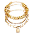 VKME Hot Sale Punk Thick Chain Bracelet Set for Men Women Double Layered Hip Hop Cuban Chain Bracelet Set Jewelry