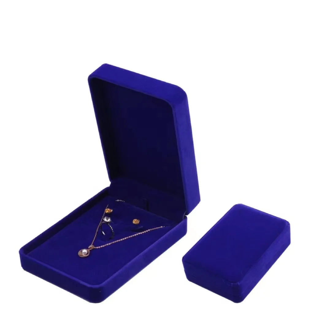 Luxury Flannelette Engagement Ring Earrings Necklace Pendant Jewelry Set Box Custom Velvet Jewelry Storage Box