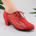 4.5CM Heel Lace Red Boots for Dancing