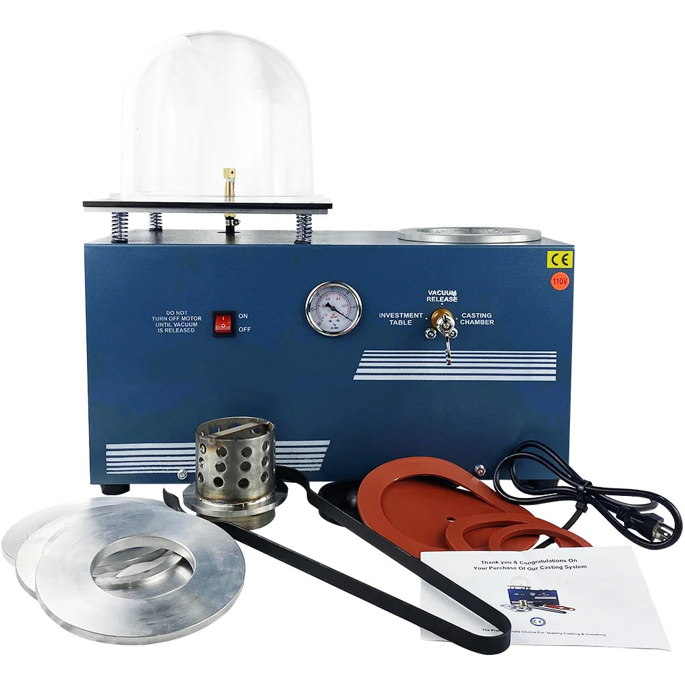 Mini 2L Vacuum Investment Casting Machine for Gold Jewelry Making Bell Jar Metal Die Combined Jewelry Tools & Equipment