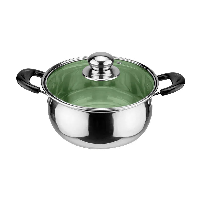 Thickened No-Rust Stainless Steel Soup and Stock Pot with Two-Eared Design for Induction Cooker Durable Metal Material