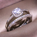 Four Claws Zircon Engagement New Silver Couples Ring Set Popular Fashion Luxury Female Jewelry Set Diamond Ring for Women
