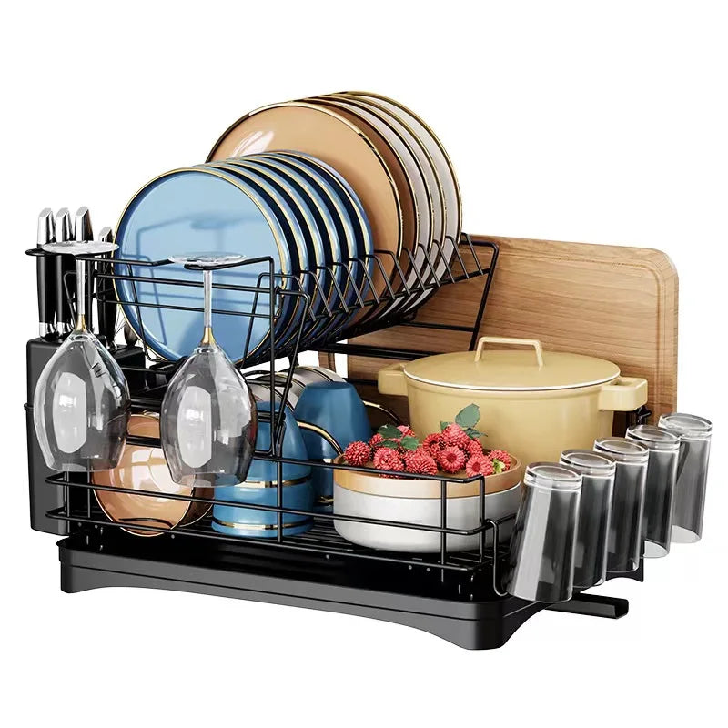 Multi-Functional Kitchen Rack for Dishware Dishes Drain Rack Bowl Chopsticks Storage Box Practical Storage Holders & Racks