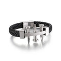 New Nail Leather Jewelry Fashion Brand Simple Woven Stainless Steel Leather Bracelet